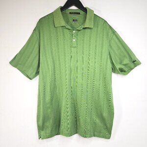 Vintage Nike Y2K 90s Tiger Woods Collection Green Striped Dry Fit Golf Shirt
